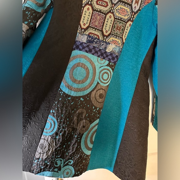 Vintage Neslay Paris Statement Jacket, Artsy Blue Metallic Embroidered Patchwork - Picture 7 of 13